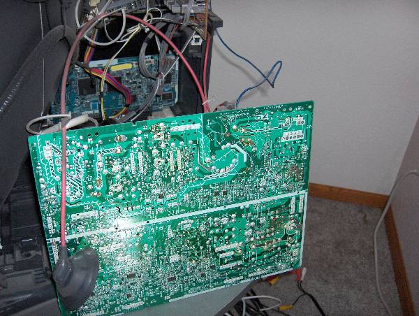 Sony 'D' board shown flipped in repair position